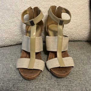 BCBG Linen ANKLE STRAP WEDGE